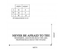 Quotes - Never Be Afraid To Try Motivational Quote Wall Stickers Vinyl Lettering